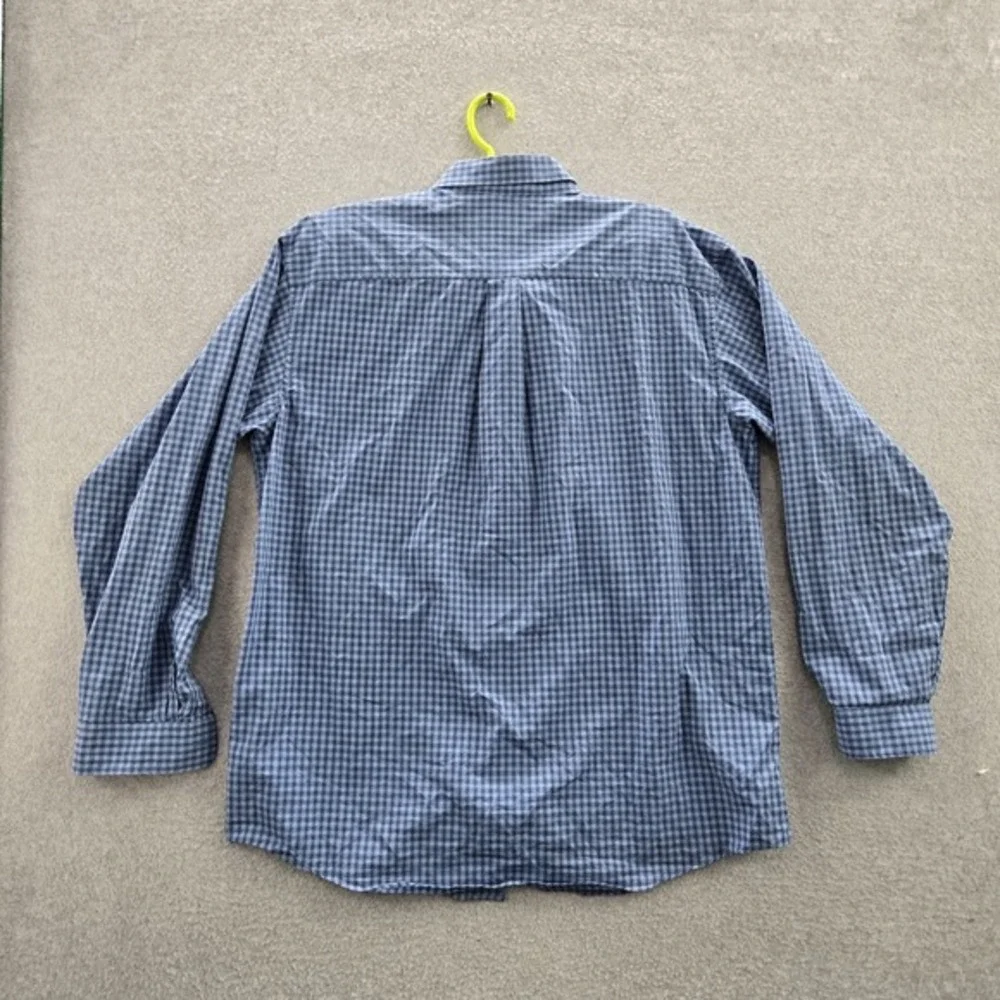 L.L.‎ Bean Men Button Up Shirt L REG Blue Check Long Sleeve